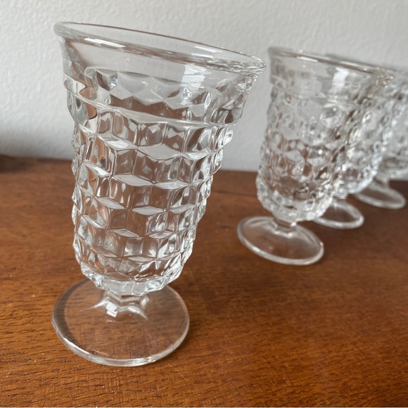 Vintage Fostoria American Footed drink glass set of 4 water wine juice cube - Picture 4 of 11